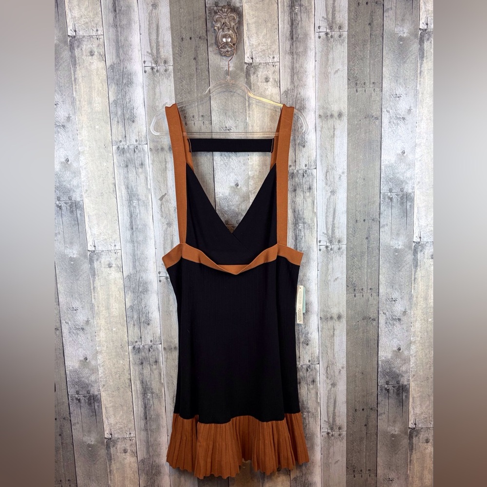 NWT Anthropologie Colorblock Mini Knit Dress in Black Brown Combo Size 2X Plus. - Picture 2 of 16